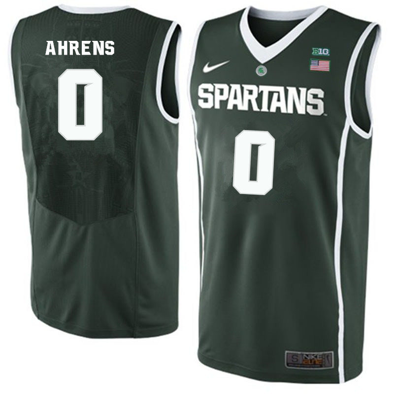Men #0 Kyle Ahrens Michigan State Spartans College Basketball Jerseys-Green